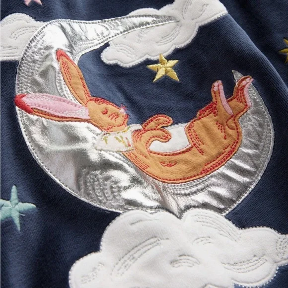Mini Boden Bunny appliqué long sleeve velour 5-6Y NwT